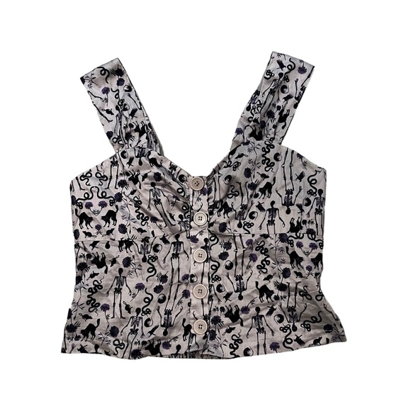 NWT, ModCloth Halloween Print Cotton Crop Tank Top, Sz 8 - Picture 8 of 11